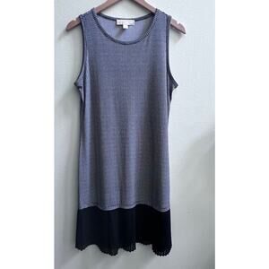 Black and White Michael Kors Women's Geometric Pleated Hem  Gatsby Party Dress M